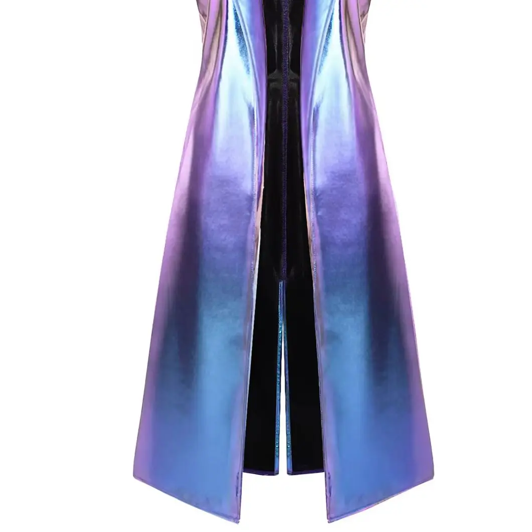 Womens Shiny Metallic Trench Coat Sleeveless Notch Lapel Open Front Belted Long Jacket Coat Jazz Rock Music Halloween Clubwear
Womens Shiny Metallic Trench Coat Sleeveless Notch Lapel Open Front Belted Long Jacket Coat Jazz Rock Music Halloween Clubwear