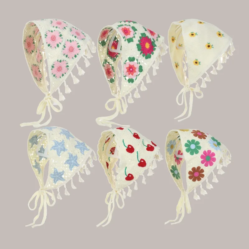 Koreansweet Hand-crocheted Flower Hollow Fringed Headband Spring and Summer Vacation Fashion Lace-up Triangle Towel for Women's
Koreansweet Hand-crocheted Flower Hollow Fringed Headband Spring and Summer Vacation Fashion Lace-up Triangle Towel for Women's