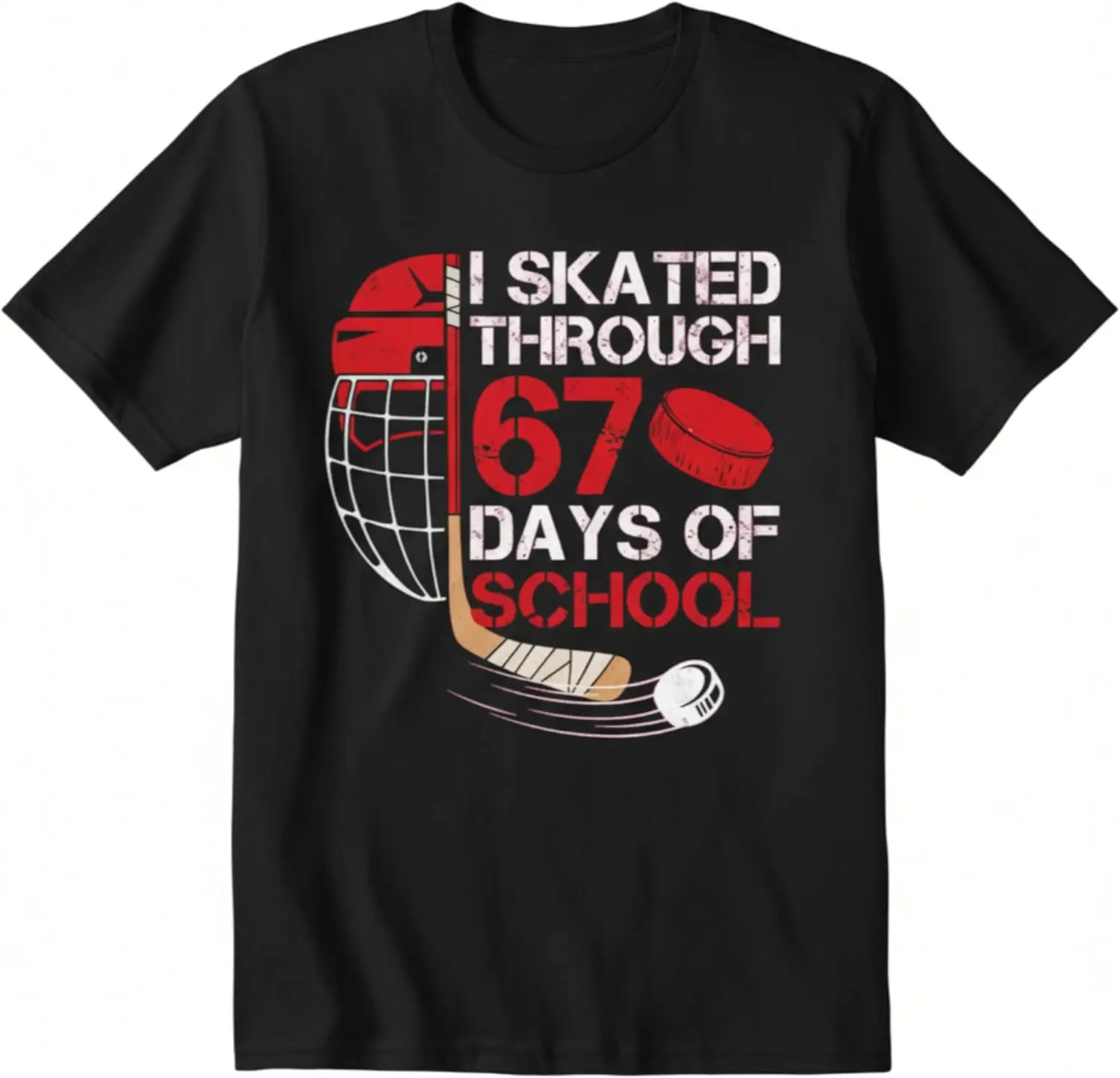 Black Hockey T-Shirt with “I Skated Through 67 Days of School” Graphic Ideal for Hockey Lovers and School Humor Enthusiasts
Black Hockey T-Shirt with “I Skated Through 67 Days of School” Graphic Ideal for Hockey Lovers and School Humor Enthusiasts
