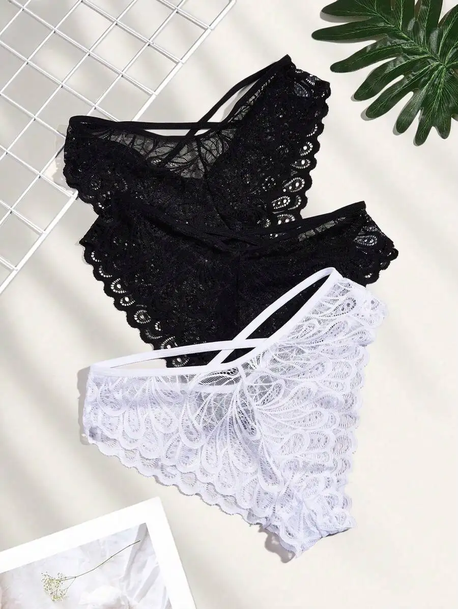 3pcs/Set Women Elegant Sexy Solid Color Lace Briefs Lingerie
3pcs/Set Women Elegant Sexy Solid Color Lace Briefs Lingerie