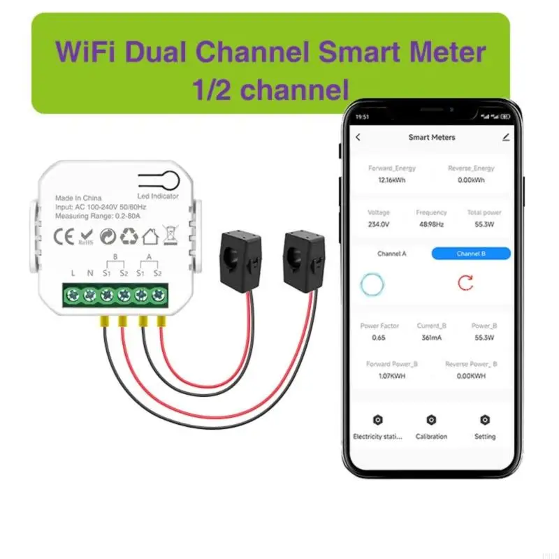 P9FB Energy Meter with Current Converters Clamps Power Consumption Monitors Meter for Electricity Consumption Monitoring
P9FB Energy Meter with Current Converters Clamps Power Consumption Monitors Meter for Electricity Consumption Monitoring