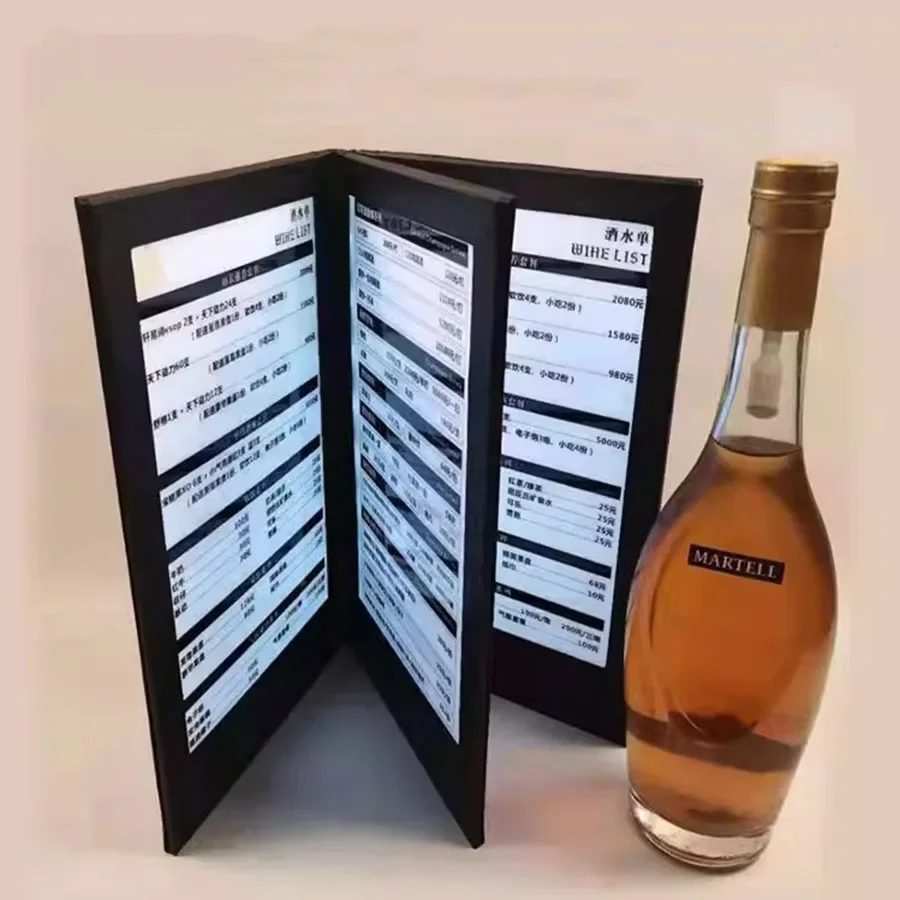 Customized LED Menu Rechargeable A4 A5 LED Lighted Menu Book Hotel Restaurant Order Bar KTV Drinks Dessert Leather Menu Cover
Customized LED Menu Rechargeable A4 A5 LED Lighted Menu Book Hotel Restaurant Order Bar KTV Drinks Dessert Leather Menu Cover