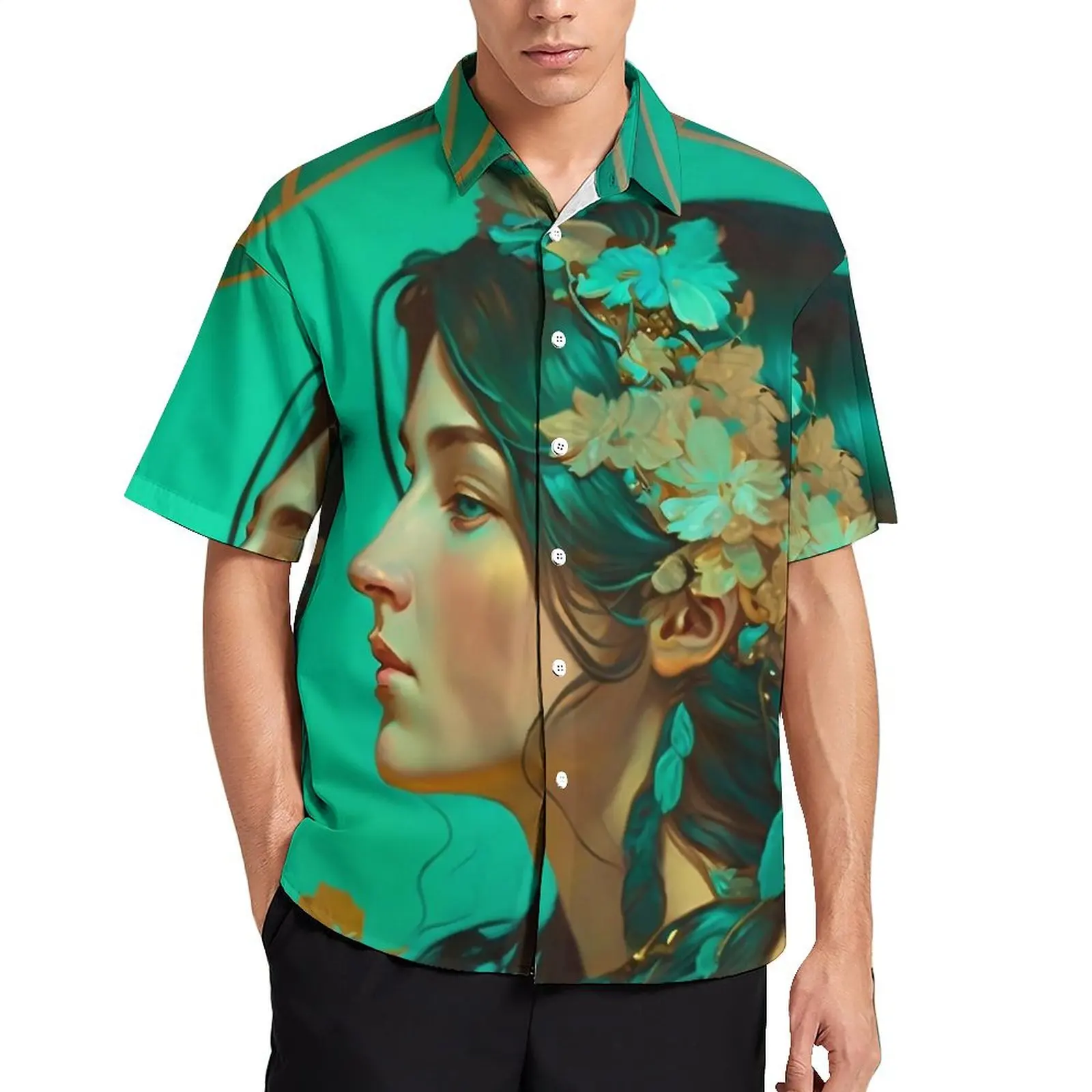 Art Nouveau женская повседневная рубашка с принтом, элегантные гавайские рубашки, мужские пляжные рубашки с коротким рукавом Y2K, модный дизайн, большие размеры 4XL, блузки 
Art Nouveau женская повседневная рубашка с принтом, элегантные гавайские рубашки, мужские пляжные рубашки с коротким рукавом Y2K, модный дизайн, большие размеры 4XL, блузки