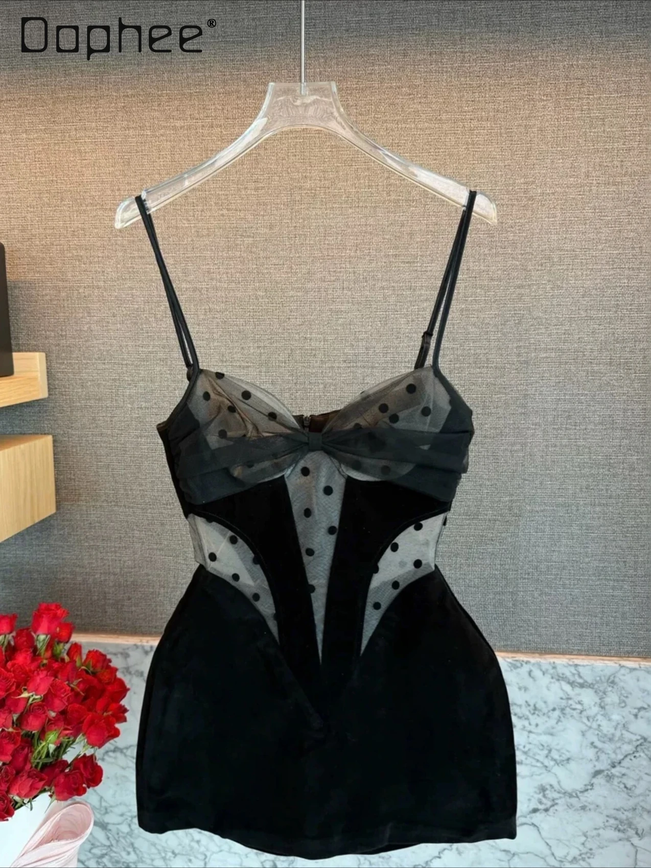 French Temperament Socialite Mesh Suspender Dress Fairy Style Evening Dresses Polka Dot Print Sexy Tube Top Slim Mini Dress
French Temperament Socialite Mesh Suspender Dress Fairy Style Evening Dresses Polka Dot Print Sexy Tube Top Slim Mini Dress