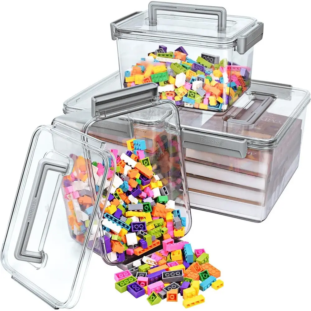 Plastic Storage Containers And Organization Bins Box Stackable with Lid and Secure ing Buckles, Clear Clip Box or Kitchen or Pan
Plastic Storage Containers And Organization Bins Box Stackable with Lid and Secure ing Buckles, Clear Clip Box or Kitchen or Pan