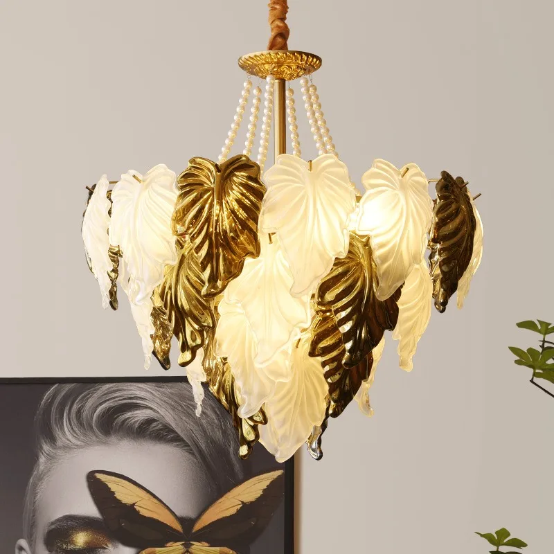 Autumn maple leaf glass chandelier French style living room light minimalist retro bedroom pearl light
Autumn maple leaf glass chandelier French style living room light minimalist retro bedroom pearl light