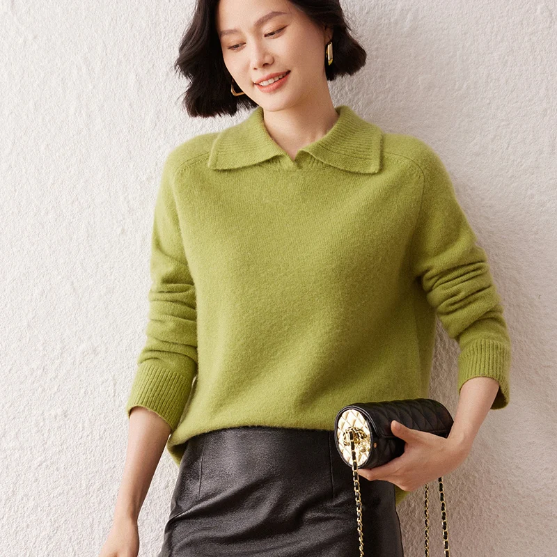100% Cashmere Sweater for Women, Polo Collar, Loose Knit Sweater, Doll Collar Base Shirt, Comfortable Versatile Pullover
100% Cashmere Sweater for Women, Polo Collar, Loose Knit Sweater, Doll Collar Base Shirt, Comfortable Versatile Pullover