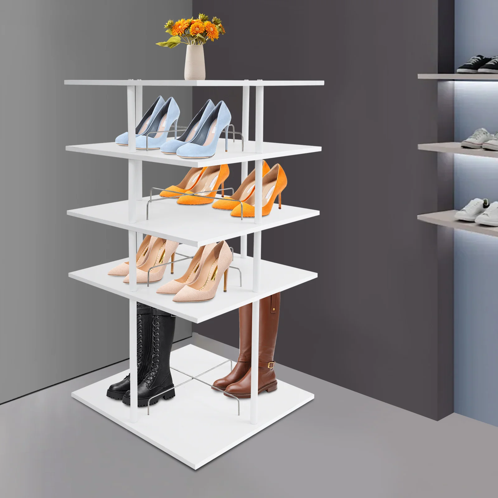 Four Layer 360 ° Rotating Shoe Rack Organizer, Wardrobe Storage Organizer, White Color for Storing Shoes
Four Layer 360 ° Rotating Shoe Rack Organizer, Wardrobe Storage Organizer, White Color for Storing Shoes