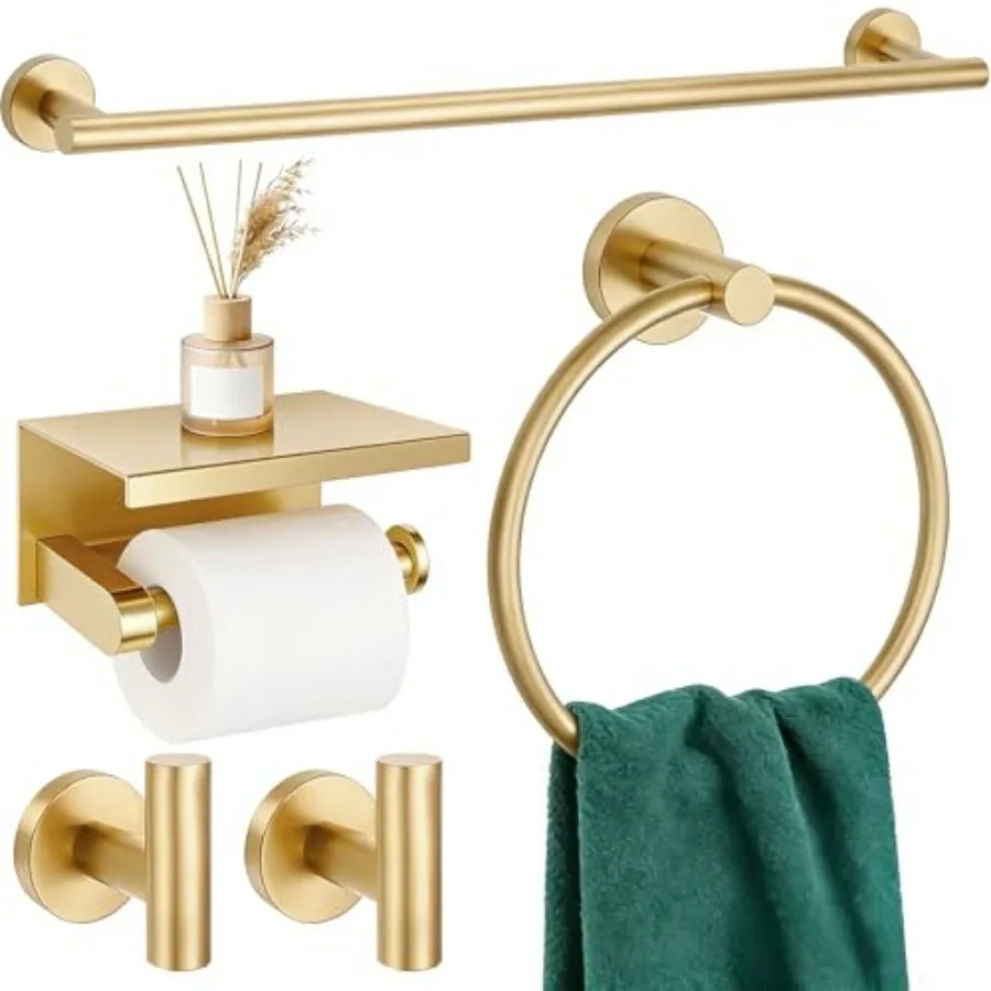 5 Pieces Bathroom Hardware Accessories Set, 24Inch Bathroom Towel Rack Set SUS304 Stainless Steel, Round Toilet Paper Holder wi
5 Pieces Bathroom Hardware Accessories Set, 24Inch Bathroom Towel Rack Set SUS304 Stainless Steel, Round Toilet Paper Holder wi