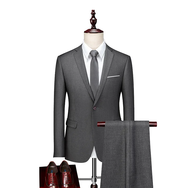 Trendy versatile high quality men's fashionable solid color business casual two piece professional work suit set
Trendy versatile high quality men's fashionable solid color business casual two piece professional work suit set