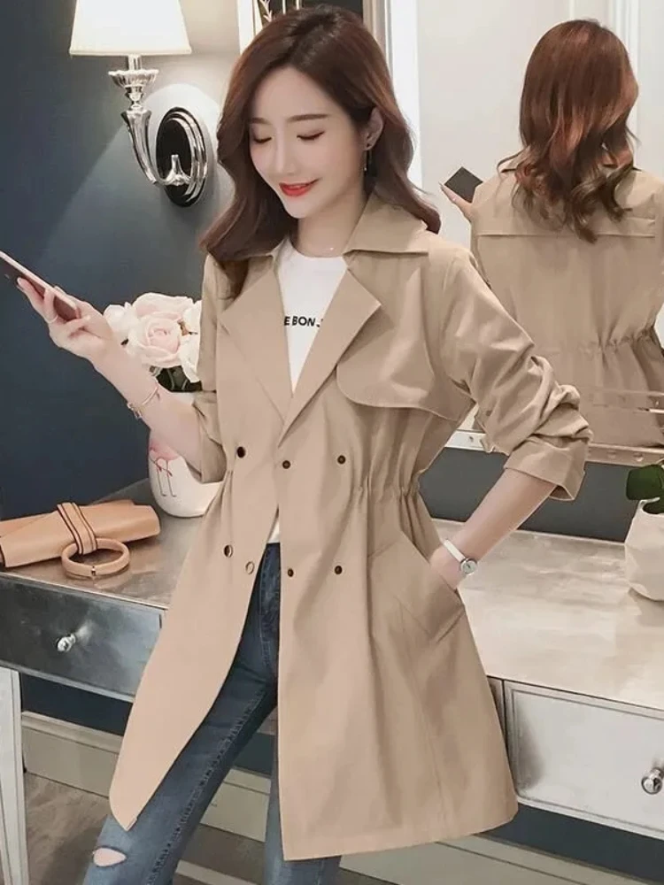 Spring Khaki Black Thin Trench Coat Women Korean Style Outerwear Double Breasted Mid Length Jacket Elegant Windbreaker Female
Spring Khaki Black Thin Trench Coat Women Korean Style Outerwear Double Breasted Mid Length Jacket Elegant Windbreaker Female