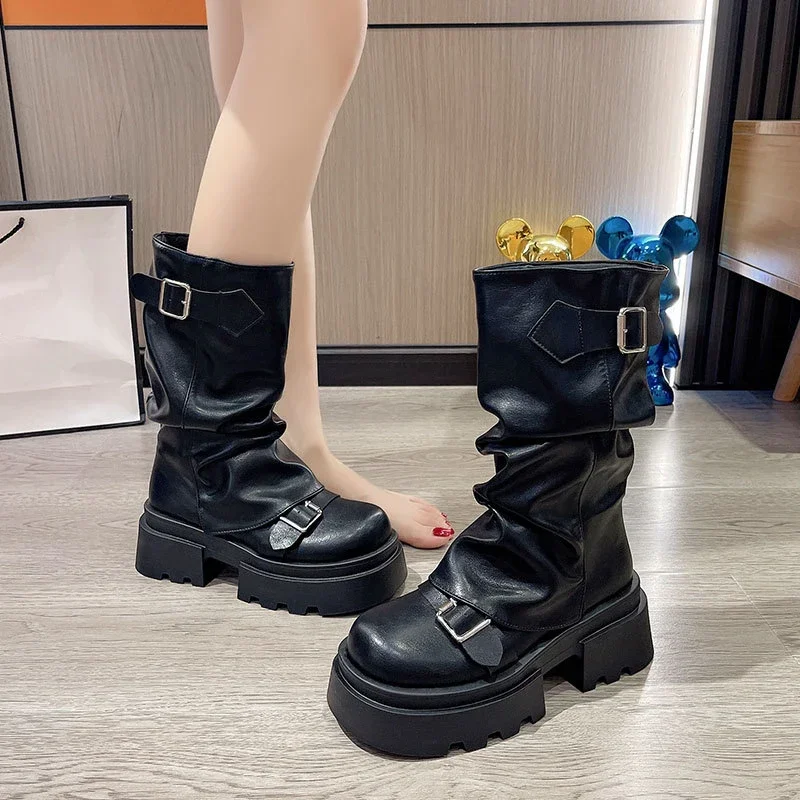 Women's Boots Brown Maillard Retro New Spring Autumn Height Increasing Comfortable Anti Slip Fashion Belt Buckle Boots 2025
Women's Boots Brown Maillard Retro New Spring Autumn Height Increasing Comfortable Anti Slip Fashion Belt Buckle Boots 2025