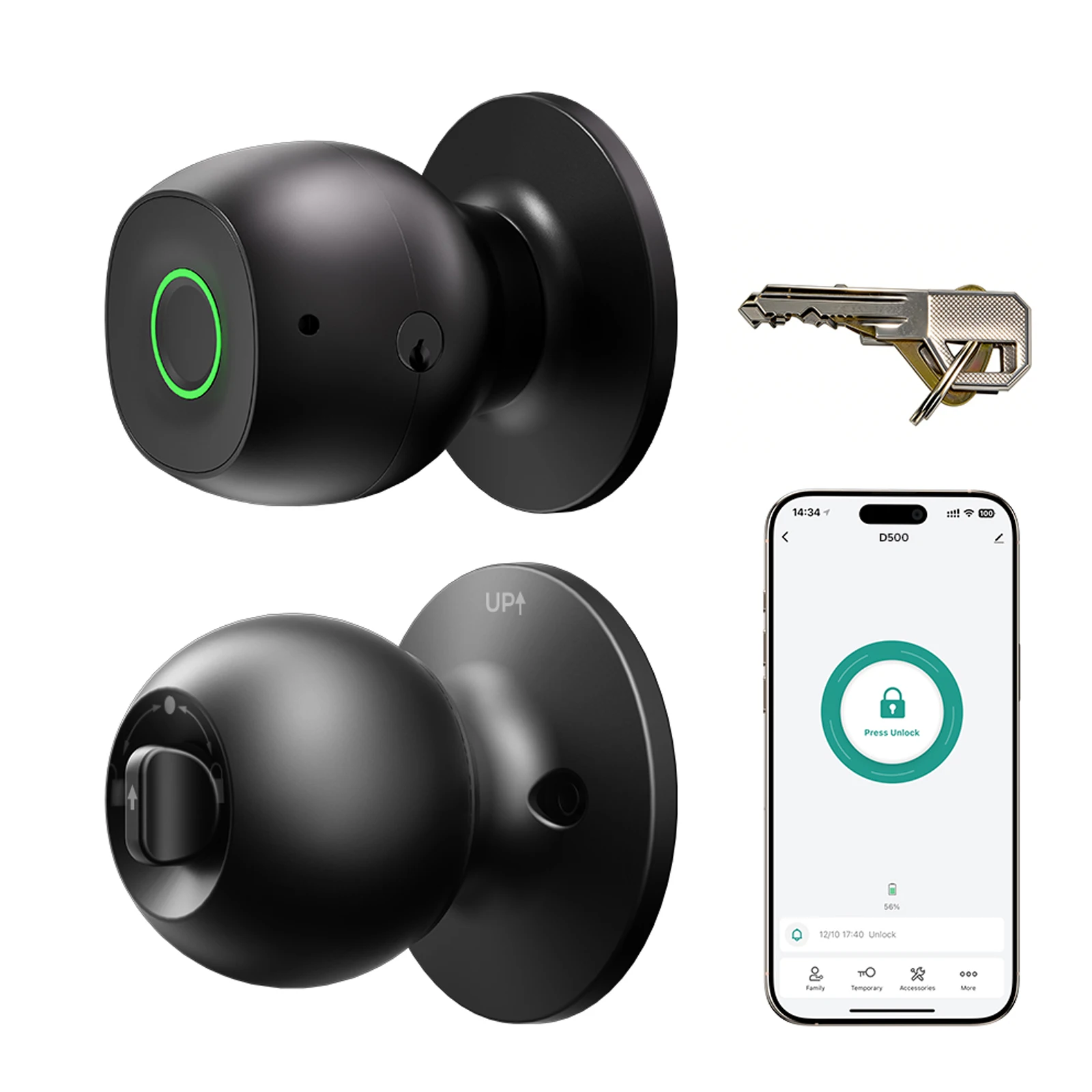 Fingerprint Door Lock Smart Keyless Entry Door Lock Biometric Knobs with App Control And Key Backup Keys for Bedroom Home Apartment Office Replaceable Battery (Not Included)
Fingerprint Door Lock Smart Keyless Entry Door Lock Biometric Knobs with App Control And Key Backup Keys for Bedroom Home Apartment Office Replaceable Battery (Not Included)