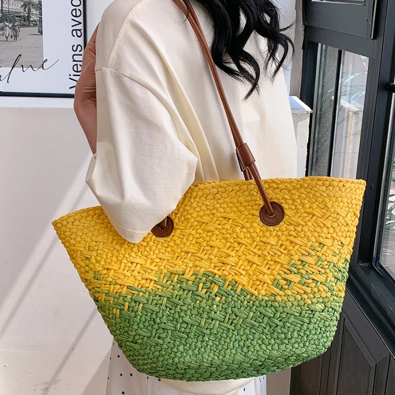 Summer Colorful Large-capacity Woven Straw Shoulder Bag for Women 2026 Perfect for Beach Vacations and Outings Shopping Female
Summer Colorful Large-capacity Woven Straw Shoulder Bag for Women 2026 Perfect for Beach Vacations and Outings Shopping Female