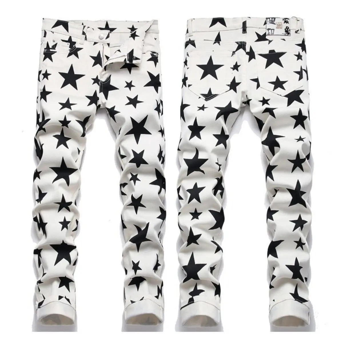 High Quality Men’s Stretch Slim-fit White Jeans,Light Luxury Stars Printed Decorating Hip Hop Jeans,Stylish Sexy Street Jeans;
High Quality Men’s Stretch Slim-fit White Jeans,Light Luxury Stars Printed Decorating Hip Hop Jeans,Stylish Sexy Street Jeans;