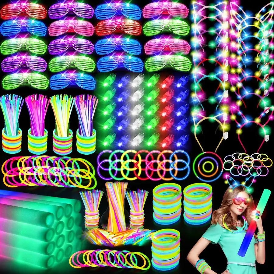 282 PCS Glow in the Dark Party Supplies, 18 Foam Sticks, 18 LED Glasses, 200 Glow Sticks, 30 Finger Lights, 8 Bunny Ear Headband
282 PCS Glow in the Dark Party Supplies, 18 Foam Sticks, 18 LED Glasses, 200 Glow Sticks, 30 Finger Lights, 8 Bunny Ear Headband