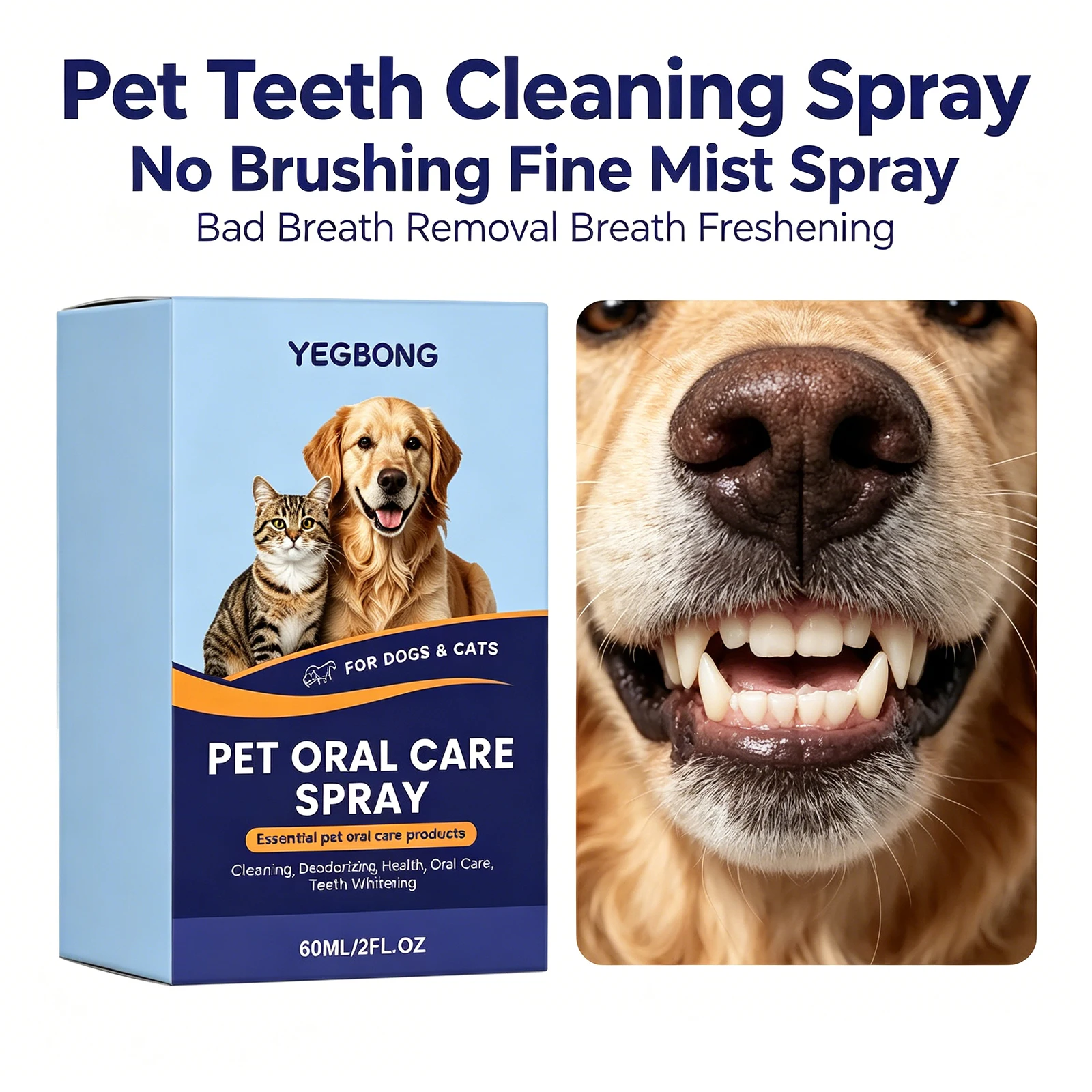 Pet Teeth Cleaning Spray Deep Cleansing Bad Breath No Brushing Oral Care Fresh Breath Removal Stain Plaque Tartar Whiten Teeth
Pet Teeth Cleaning Spray Deep Cleansing Bad Breath No Brushing Oral Care Fresh Breath Removal Stain Plaque Tartar Whiten Teeth
