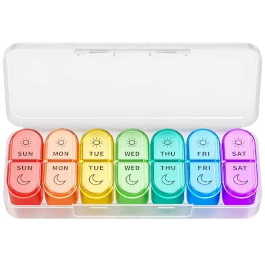 Weekly Pill Organizer 2 Times a Day - AM PM Pill Organizer wit 7 Daily Color-Coded Small s, Morning and Nig Travel Pill s tamin
Weekly Pill Organizer 2 Times a Day - AM PM Pill Organizer wit 7 Daily Color-Coded Small s, Morning and Nig Travel Pill s tamin