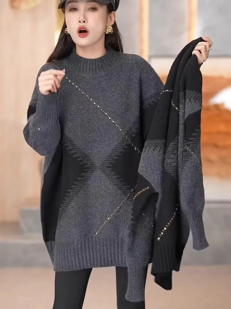 Winter Knitted Sweater Women's Loose Long Sleeve plus Size Comfortable Style Hong Kong Vintage Fashion round Neck Top
Winter Knitted Sweater Women's Loose Long Sleeve plus Size Comfortable Style Hong Kong Vintage Fashion round Neck Top