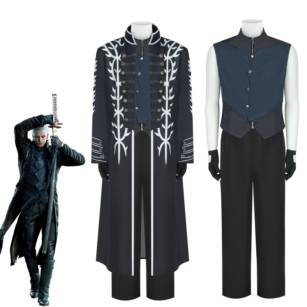 2026 Hot Inspired by Devil Hunter Series Vergil Cosplay Costume Black Long Trench Coat Full Set Halloween Role Play Stage Outfit
2026 Hot Inspired by Devil Hunter Series Vergil Cosplay Costume Black Long Trench Coat Full Set Halloween Role Play Stage Outfit