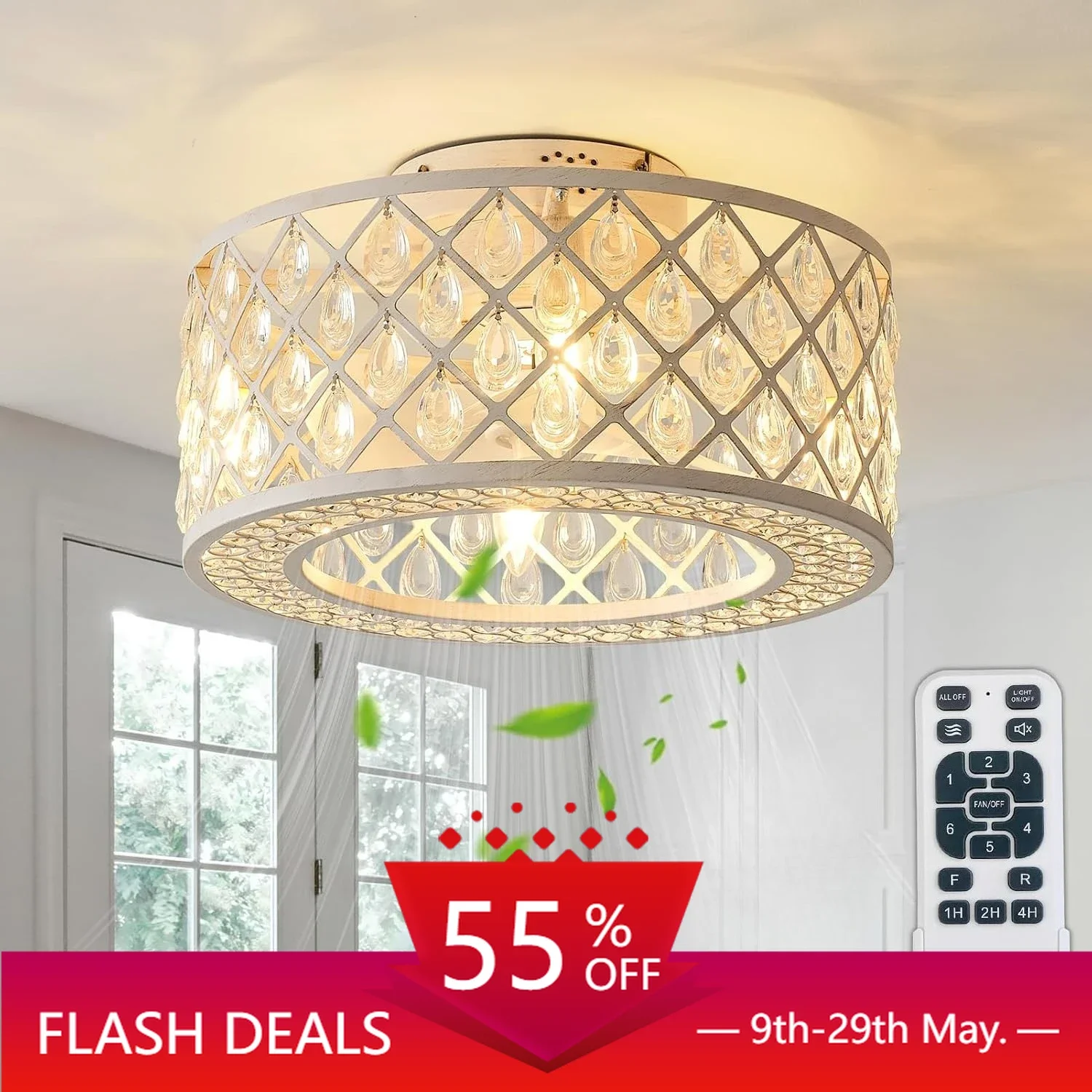 18 inch cage style crystal fan light with light, suitable for bedrooms, living rooms, dining rooms, kitchens, and indoor spaces
18 inch cage style crystal fan light with light, suitable for bedrooms, living rooms, dining rooms, kitchens, and indoor spaces
