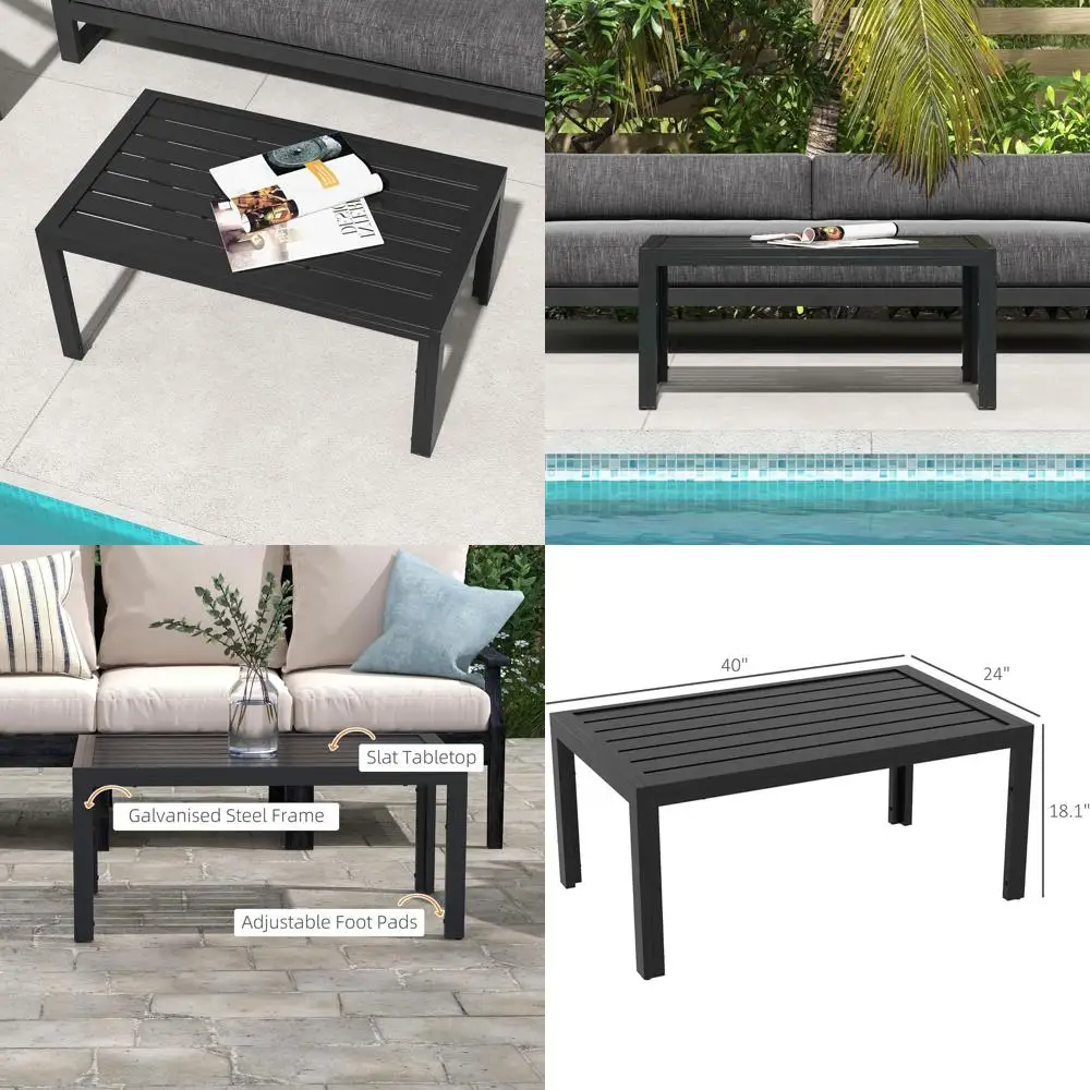 Outdoor Steel Patio Side Table with Slat Top for Garden, Balcony, Backyard, Porch in Black
Outdoor Steel Patio Side Table with Slat Top for Garden, Balcony, Backyard, Porch in Black