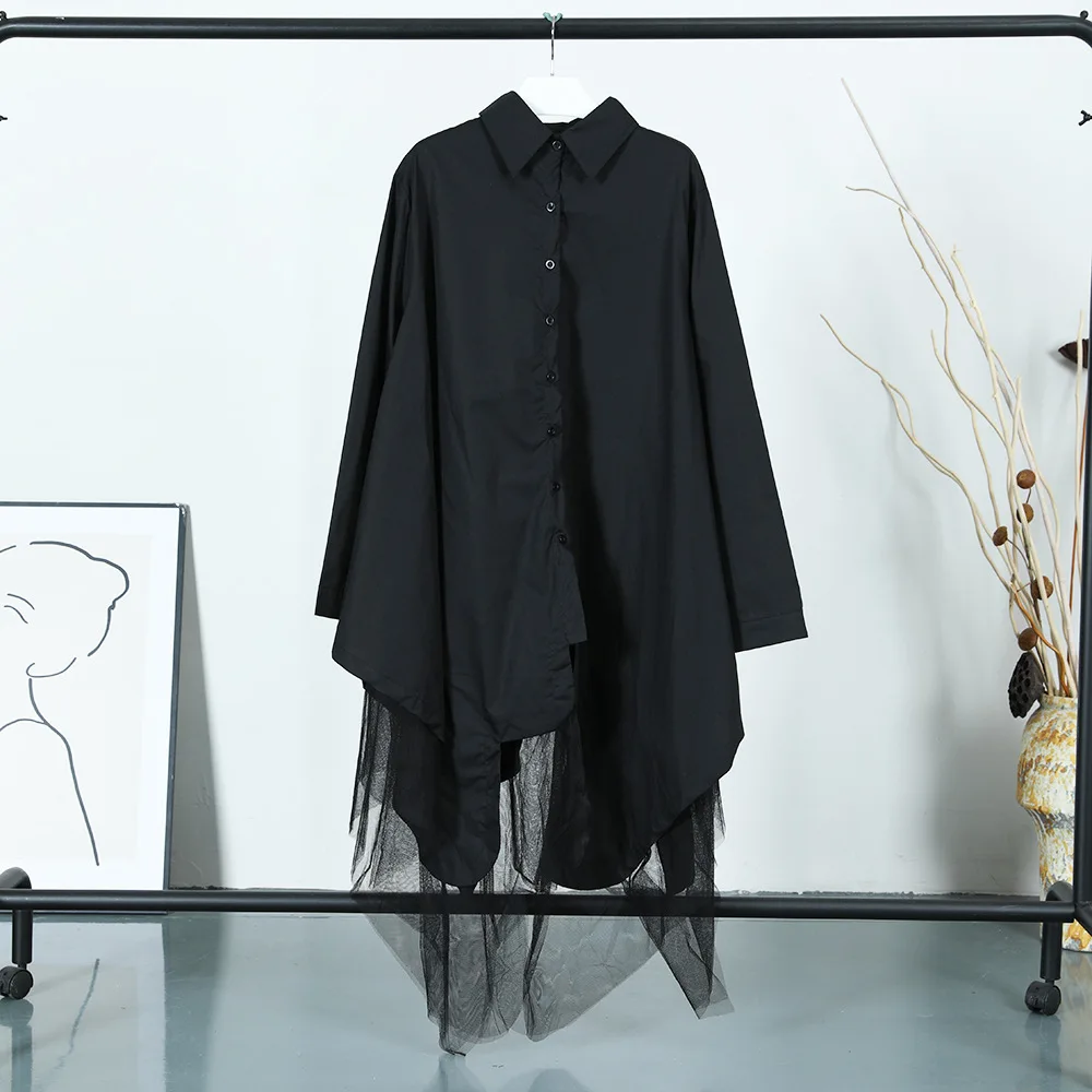 High quality double layer irregular black shirt dress lined with full mesh for women single breasted MIDI skirt
High quality double layer irregular black shirt dress lined with full mesh for women single breasted MIDI skirt