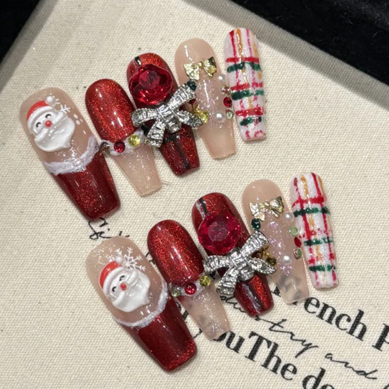 Красное Рождество | Новогодний длинный гроб, пресс на ногтях, 3D Санта-Клаус, накладные ногти, 10 шт., коробка для подарков ручной работы, многоразовые советы по дизайну ногтей 
Красное Рождество | Новогодний длинный гроб, пресс на ногтях, 3D Санта-Клаус, накладные ногти, 10 шт., коробка для подарков ручной работы, многоразовые советы по дизайну ногтей