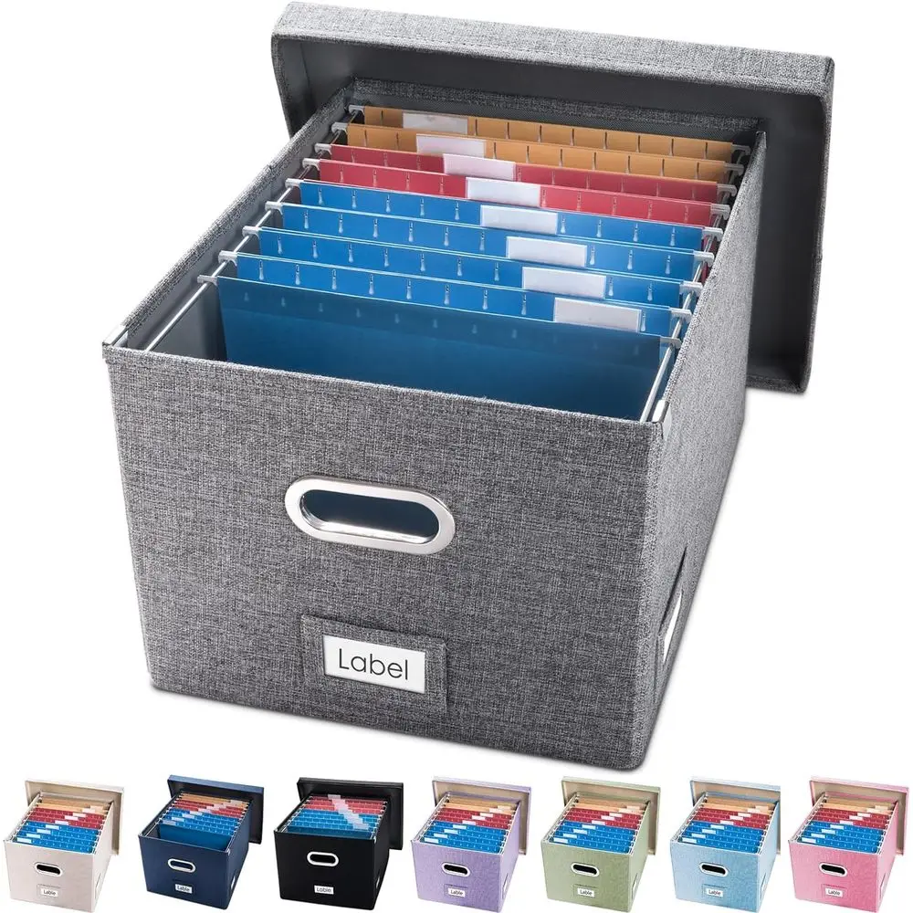 Organizer Box - Set of 1 Collapsible Decorative Linen Filing Storage Hanging File Holders with Lids Office Cabinet Letter/Legal
Organizer Box - Set of 1 Collapsible Decorative Linen Filing Storage Hanging File Holders with Lids Office Cabinet Letter/Legal