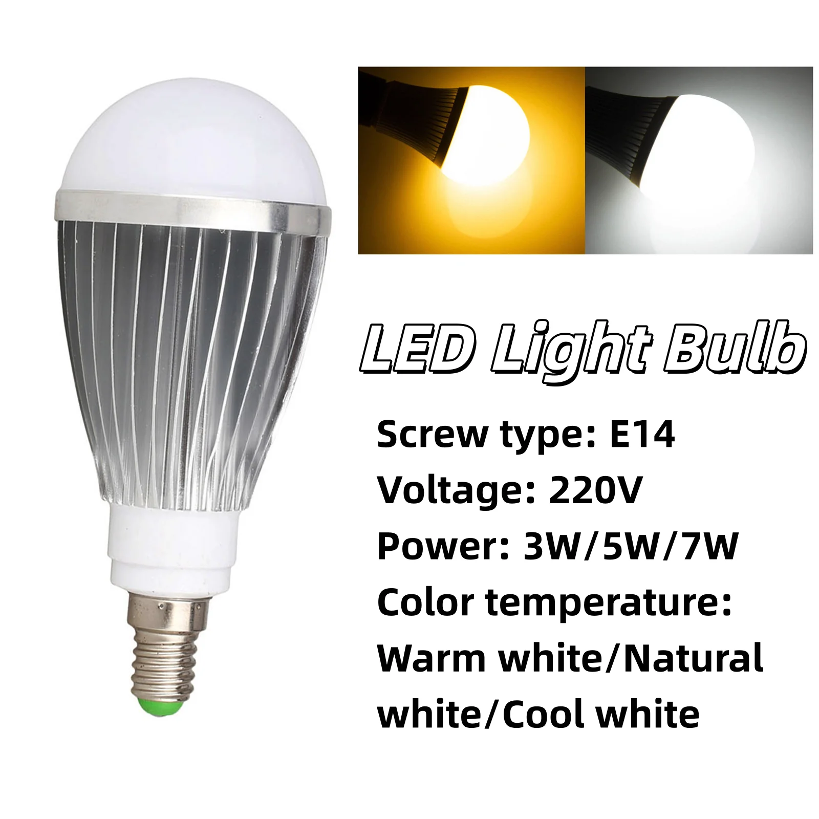 E14 220V LED Light Bulb 3W/5W/7W Aluminum Bulb Energy Saving House Lighting Warm/Cold White Light for Living Room Bedroom
E14 220V LED Light Bulb 3W/5W/7W Aluminum Bulb Energy Saving House Lighting Warm/Cold White Light for Living Room Bedroom