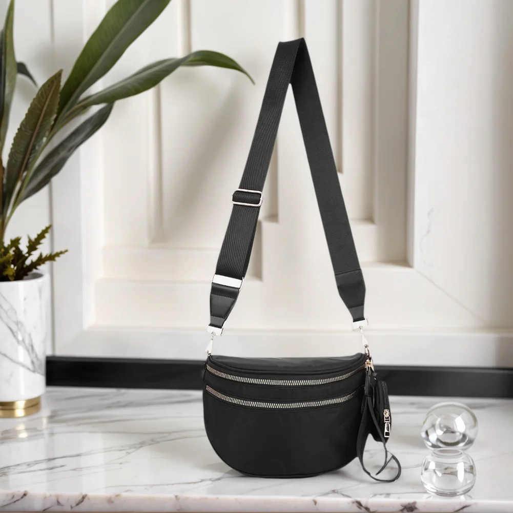 Nylon Crossbody Bag Zipper Trendy Bum Bag Spacious Sling Shoulder Bag with Adjustable and Removable Strap for Women
Nylon Crossbody Bag Zipper Trendy Bum Bag Spacious Sling Shoulder Bag with Adjustable and Removable Strap for Women