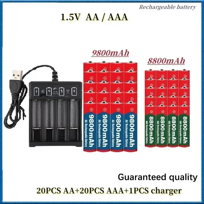 NEW 1.5V AA9800mAh+AAA8800mAh+USBcharger 1.5V, Rechargeable Nickel Hydrogen Battery, Used for Electronic Toys, Camera Batteries
NEW 1.5V AA9800mAh+AAA8800mAh+USBcharger 1.5V, Rechargeable Nickel Hydrogen Battery, Used for Electronic Toys, Camera Batteries