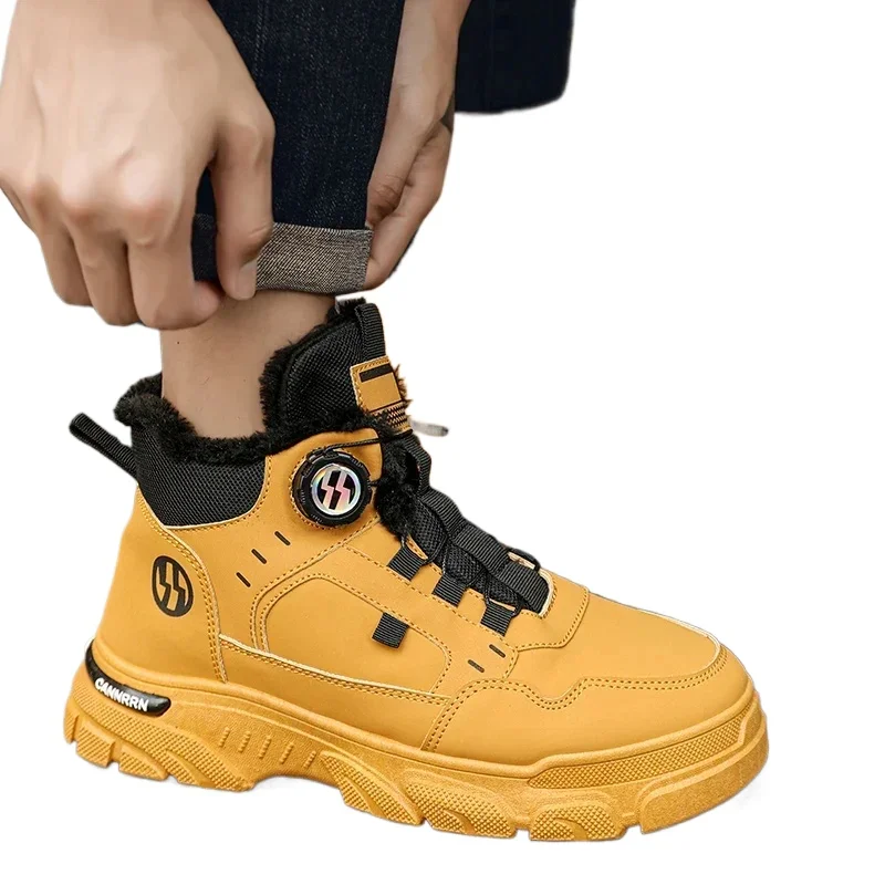 Winter Outdoor Cold Protection Warm Cotton Fashion Rotating Button Mens Versatile Work Boots Men's High Top Platform Boots
Winter Outdoor Cold Protection Warm Cotton Fashion Rotating Button Mens Versatile Work Boots Men's High Top Platform Boots