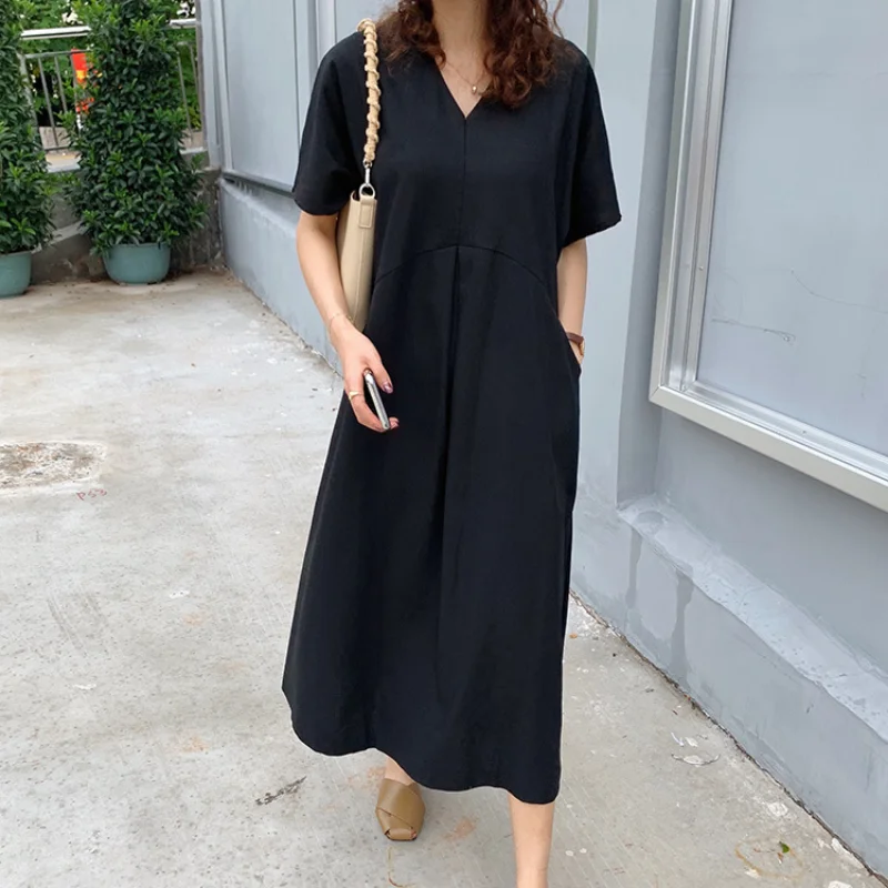 New 2023 Fashion Elegant Dress Summer V-neck Loose Cotton and Linen Comfortable Commuting Pretty Dresses for Women
New 2023 Fashion Elegant Dress Summer V-neck Loose Cotton and Linen Comfortable Commuting Pretty Dresses for Women