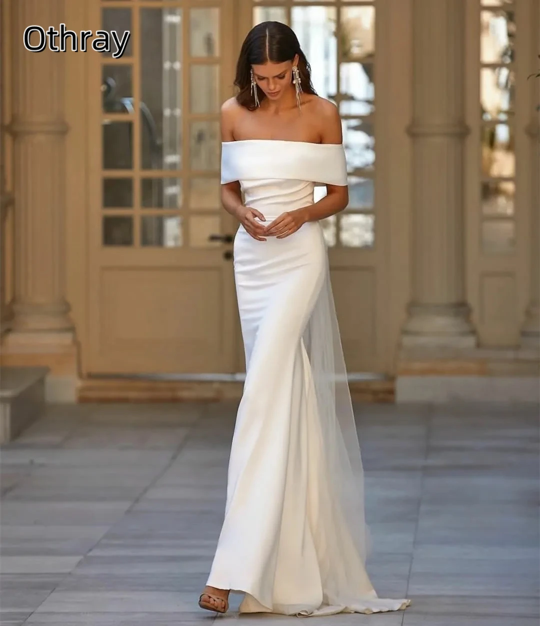 Othray Elegant Satin Long Off Shoulder Wedding Dresses Mermaid Sweep Train Sash Back Vestidos de novia for Women
Othray Elegant Satin Long Off Shoulder Wedding Dresses Mermaid Sweep Train Sash Back Vestidos de novia for Women