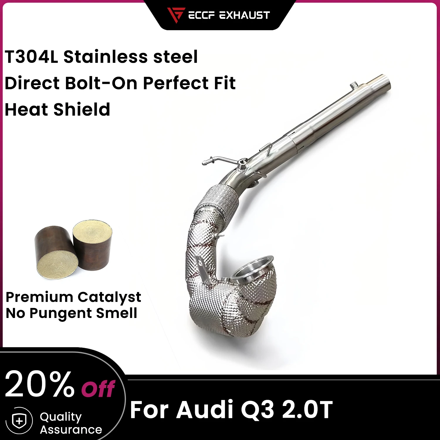 ECCF Sports Downpipe With Heat Shield For Audi Q3 2.0T Aggressive Exhaust Sound High Flow Performance Upgrade
ECCF Sports Downpipe With Heat Shield For Audi Q3 2.0T Aggressive Exhaust Sound High Flow Performance Upgrade