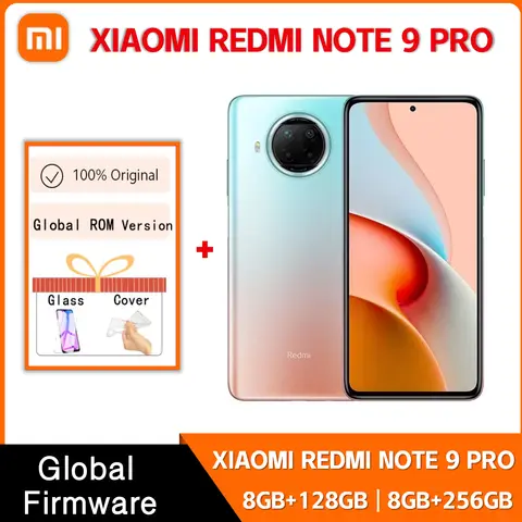 Global Rom Original Xiaomi Redmi Note 9 Pro NFC 8GB 256GB Dual SIM 6.67'' 108MP+16MP Octa-Core Android CellPhone 5G Smartphone