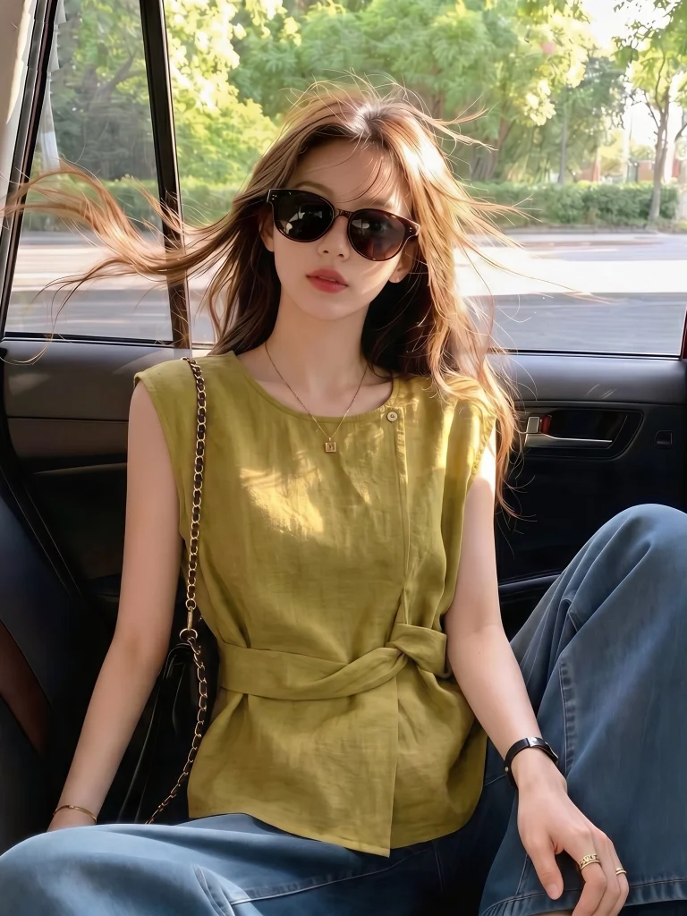 Mustard Yellow Women's Shirt Shoulder to Hip Summer New Style plus Size Slimming Waist Design Sleeveless Fashionable Top
Mustard Yellow Women's Shirt Shoulder to Hip Summer New Style plus Size Slimming Waist Design Sleeveless Fashionable Top