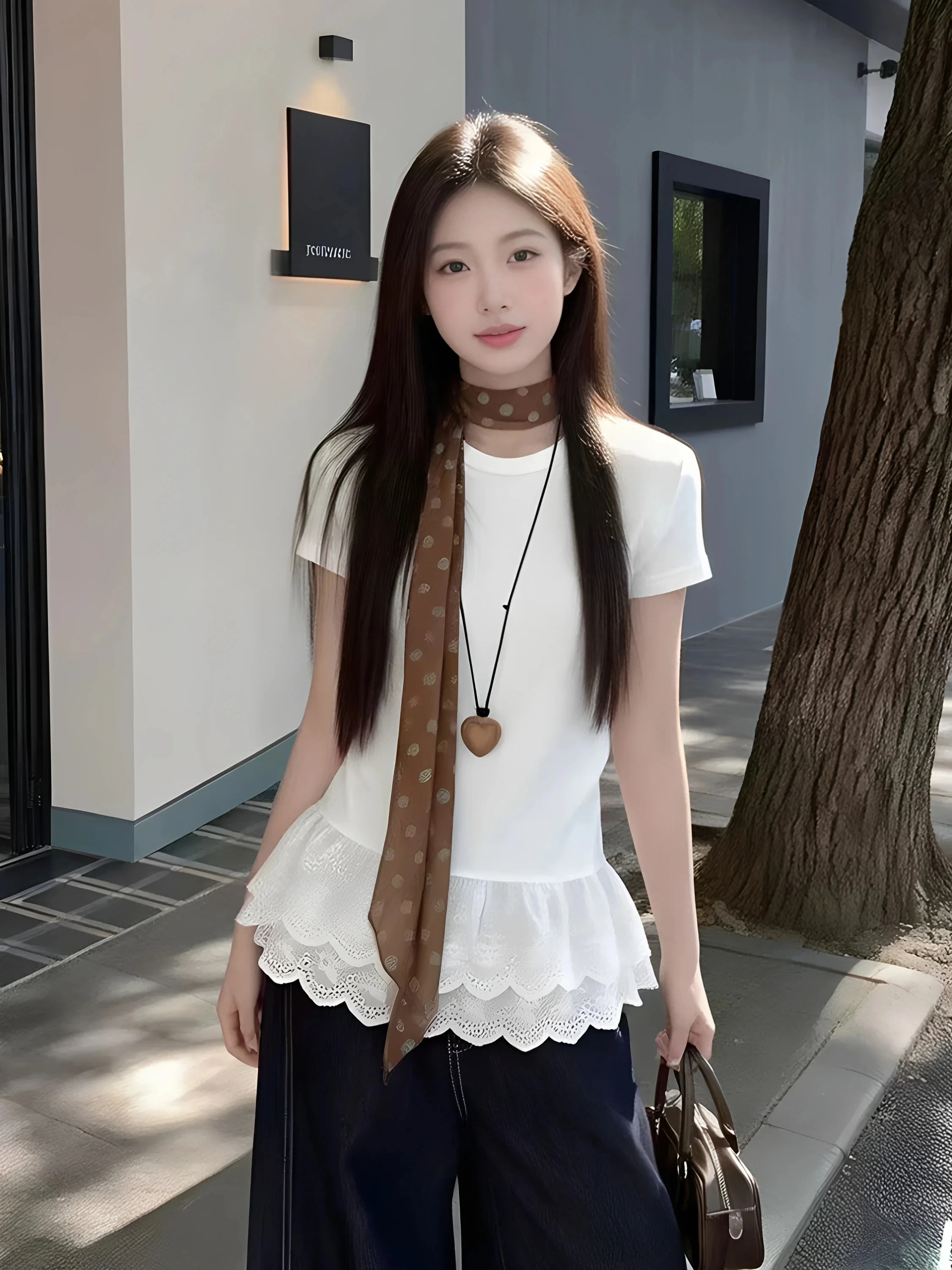 Summer New Women's round Neck Short Sleeve T-shirt 95 Cotton Lace Hem Large Size Slim Fit Shoulder Appropriate Casual Top
Summer New Women's round Neck Short Sleeve T-shirt 95 Cotton Lace Hem Large Size Slim Fit Shoulder Appropriate Casual Top