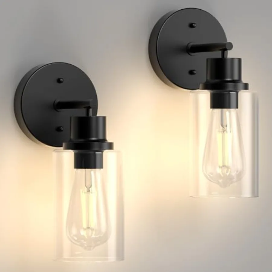 Black Bathroom Wall Sconces Modern Vanity Light Fixtures with Clear Glass Shade 1-Light Wall Lamps Over Mirror for Bathroom Bed
Black Bathroom Wall Sconces Modern Vanity Light Fixtures with Clear Glass Shade 1-Light Wall Lamps Over Mirror for Bathroom Bed
