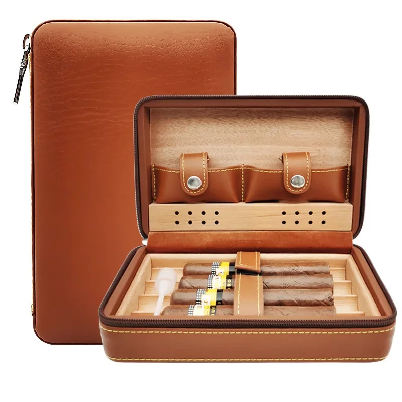Humidor Portable Cedar Wood Cigar Case 4 Cigars Tubes Leather puro box Travel Cigar Box Smoking Accessories
Humidor Portable Cedar Wood Cigar Case 4 Cigars Tubes Leather puro box Travel Cigar Box Smoking Accessories