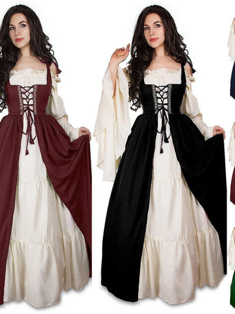 Ретро костюм на Хэллоуин Средневековый Ренессанс с квадратным воротником с застежкой на талии Dr Полиэстер Long Sve Long Dr Цельный
Ретро костюм на Хэллоуин Средневековый Ренессанс с квадратным воротником с застежкой на талии Dr Полиэстер Long Sve Long Dr Цельный