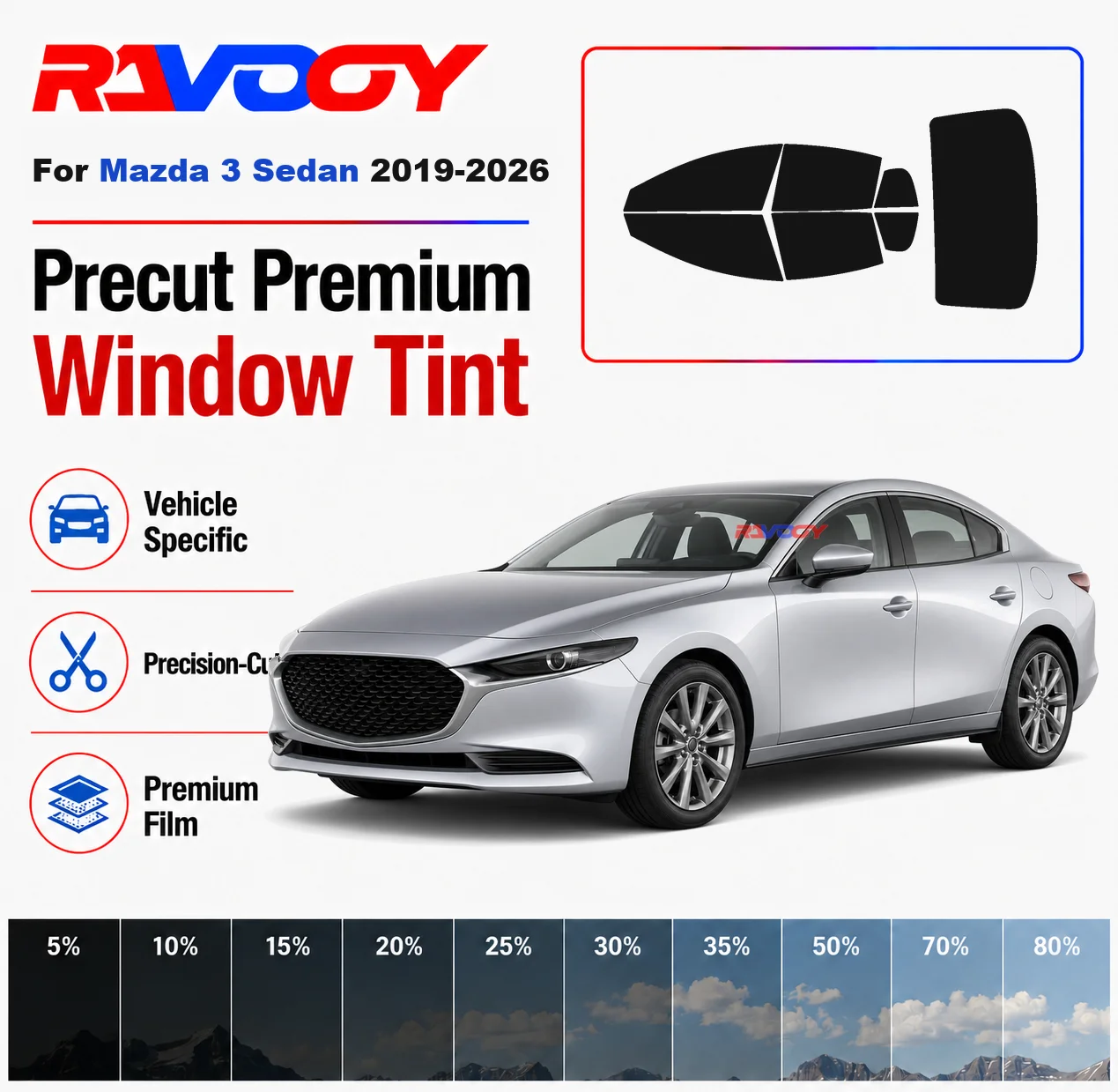 Premium Precut Window Tint Kit Front Rear Windows Rear Windshield For Mazda 3 Sedan 2019-2026 Complete Set Nano Ceramic Film
Premium Precut Window Tint Kit Front Rear Windows Rear Windshield For Mazda 3 Sedan 2019-2026 Complete Set Nano Ceramic Film