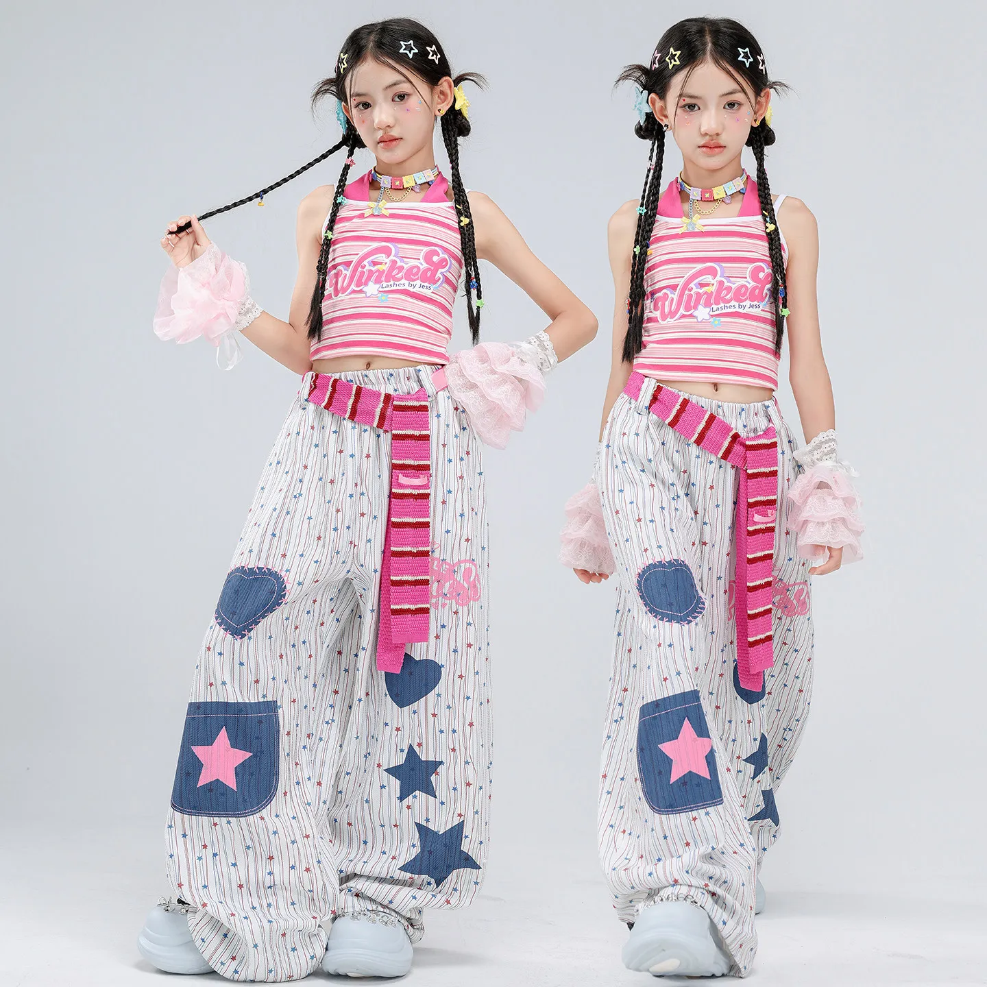 Kid Kpop Hip Hop Clothing Red Striated Crop Tank Top Casual Love Wide Pants for Girls Street Dance Costumes Clothes
Kid Kpop Hip Hop Clothing Red Striated Crop Tank Top Casual Love Wide Pants for Girls Street Dance Costumes Clothes