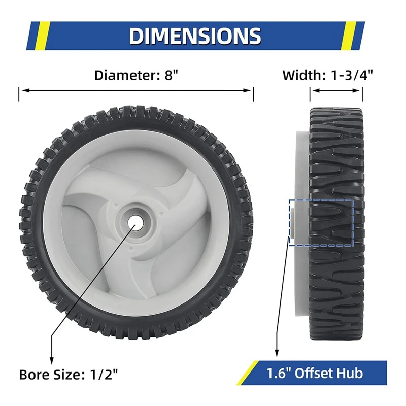 583719501 194231X460 Front Drive Wheels, 8 Inch Wheels Fit for & Self Propelled Lawn Mower 2pcs-AT35
583719501 194231X460 Front Drive Wheels, 8 Inch Wheels Fit for & Self Propelled Lawn Mower 2pcs-AT35
