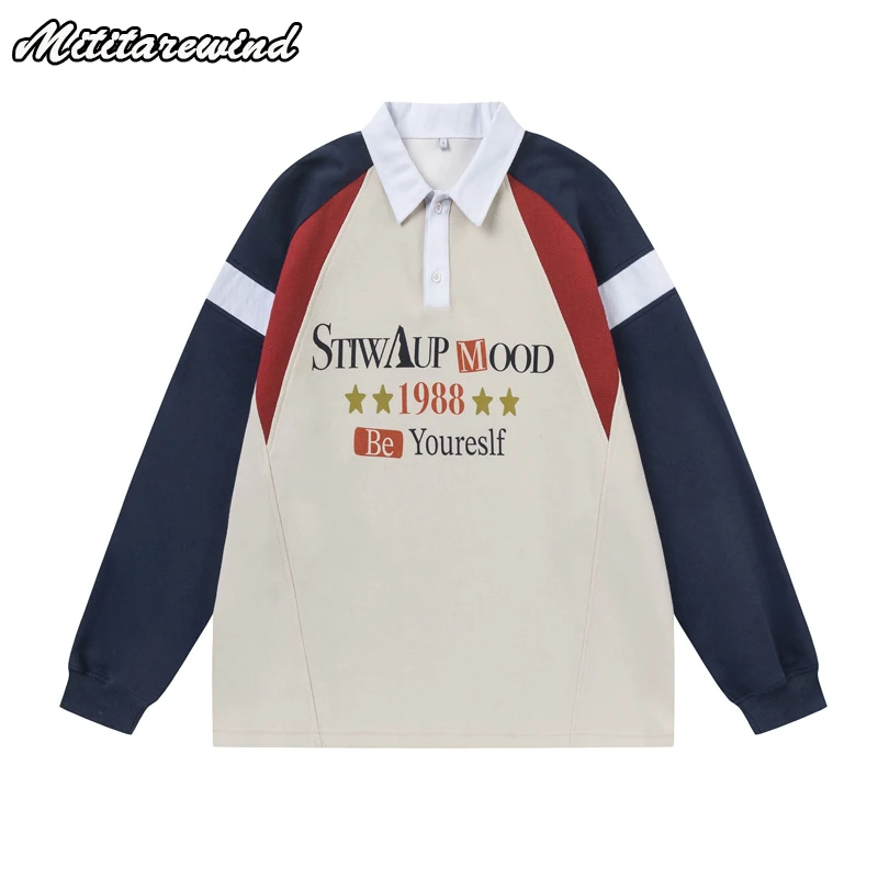 American Retro Polo Collar Pullover Sweatshirts Men Spring Autumn Contrast Color Couple Hoodies Oversized Hip Hop Streetwear
American Retro Polo Collar Pullover Sweatshirts Men Spring Autumn Contrast Color Couple Hoodies Oversized Hip Hop Streetwear