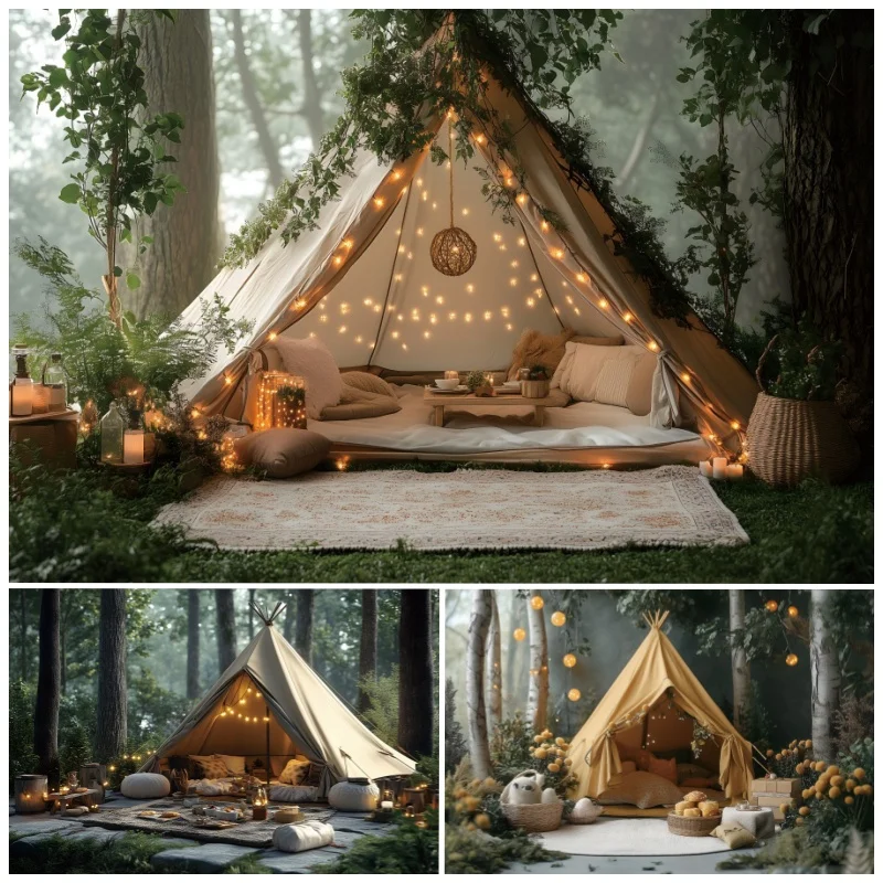 Spring Camping Party Decor Backdrop Photography Forest Glitter Tent Baby Shower Photo Photographic Background Photo Studio Shoot
Spring Camping Party Decor Backdrop Photography Forest Glitter Tent Baby Shower Photo Photographic Background Photo Studio Shoot