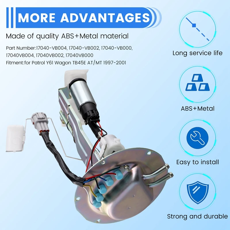 17040-VB004 Car Fuel Pump For Nissan Patrol Y61 TB45E 4.5L AT/MT 1997-2001 17040VB000 17040VB004
17040-VB004 Car Fuel Pump For Nissan Patrol Y61 TB45E 4.5L AT/MT 1997-2001 17040VB000 17040VB004