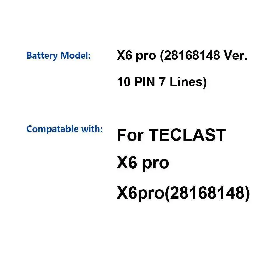 Надежная замена аккумулятора ноутбука для Teclast X6 Pro 28168148 Ver. 10-контактный 7 линий 5000 мАч
Надежная замена аккумулятора ноутбука для Teclast X6 Pro 28168148 Ver. 10-контактный 7 линий 5000 мАч
