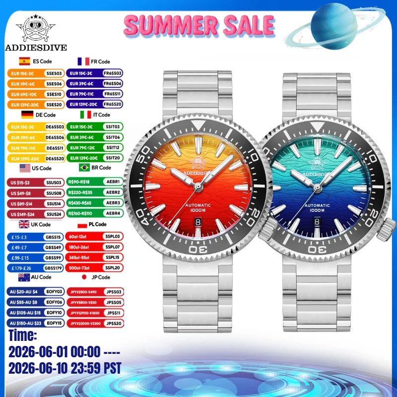 ADDIESDIVE 2025 NEW Men Watch AD2526 BGW9 Blue Luminous 8215 Movement 1000M Waterproof Sapphire Grass Automatic Mechanical Watch
ADDIESDIVE 2025 NEW Men Watch AD2526 BGW9 Blue Luminous 8215 Movement 1000M Waterproof Sapphire Grass Automatic Mechanical Watch